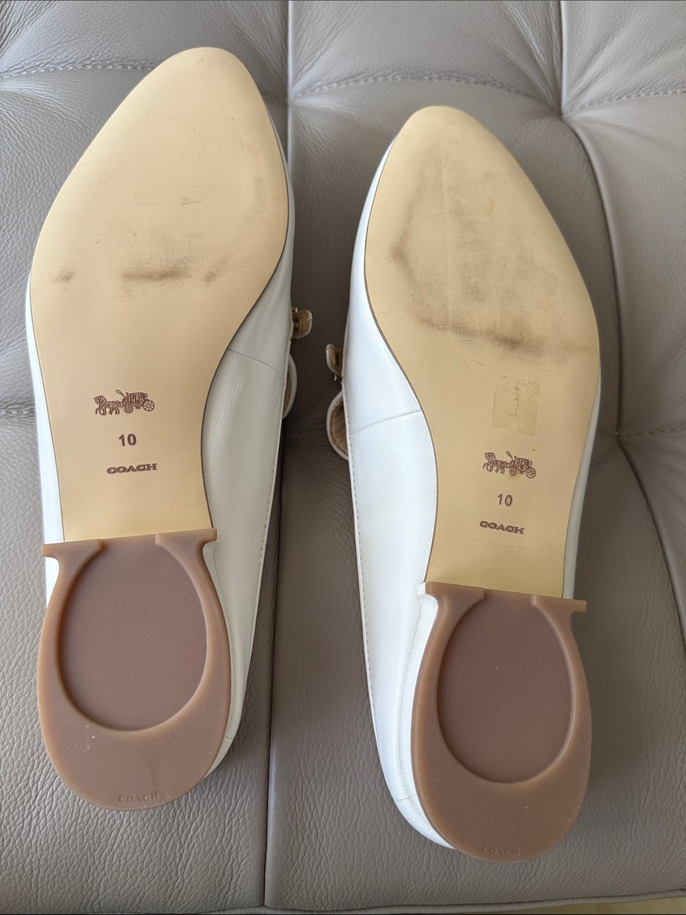 New Coach Cream Leather Slip-On Mule with Gold Hardware size 10 - Picture 7 of 10